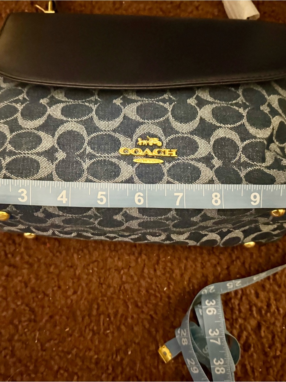 Blue Signature Denim Flap Shoulder Bag - Picture 8 of 11